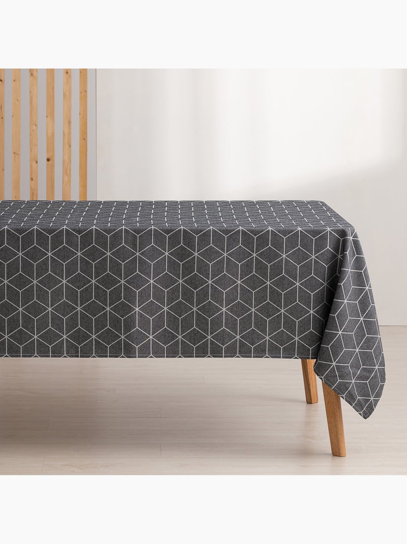 Tovaglia antimacchia con tessuto strutturato, motivo geometrico - Gamusi. Grigio antracite - Kiabi