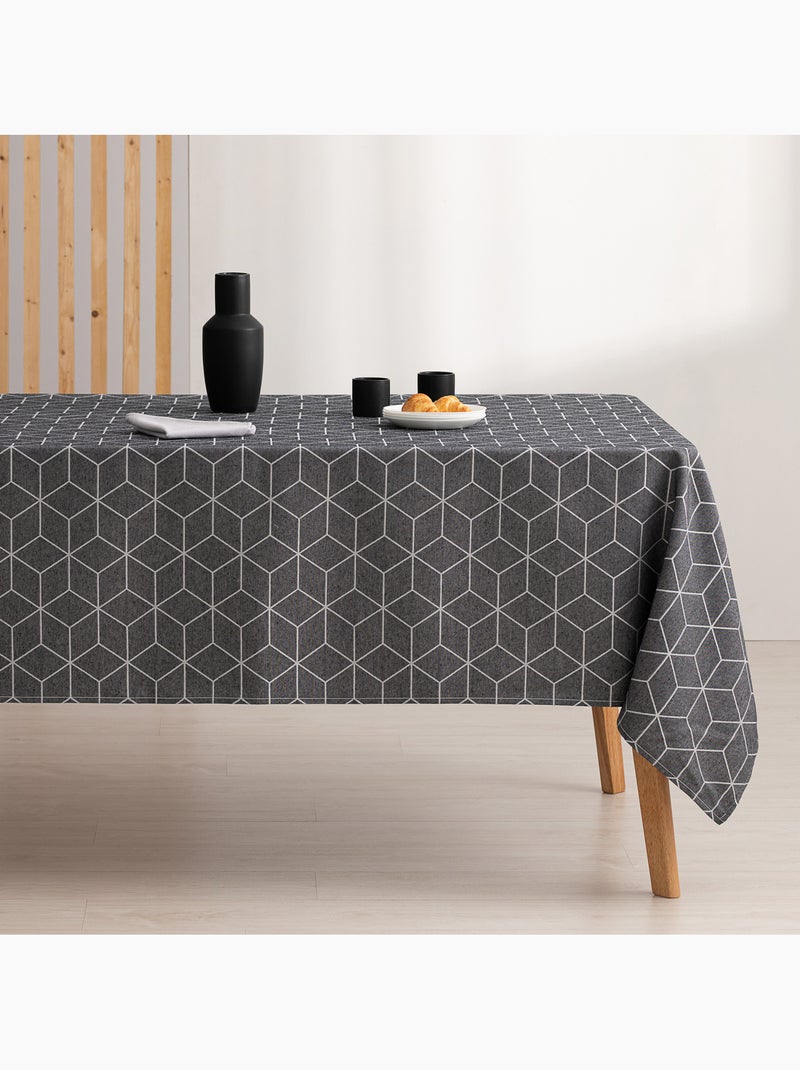 Tovaglia antimacchia con tessuto strutturato, motivo geometrico - Gamusi. Grigio antracite - Kiabi