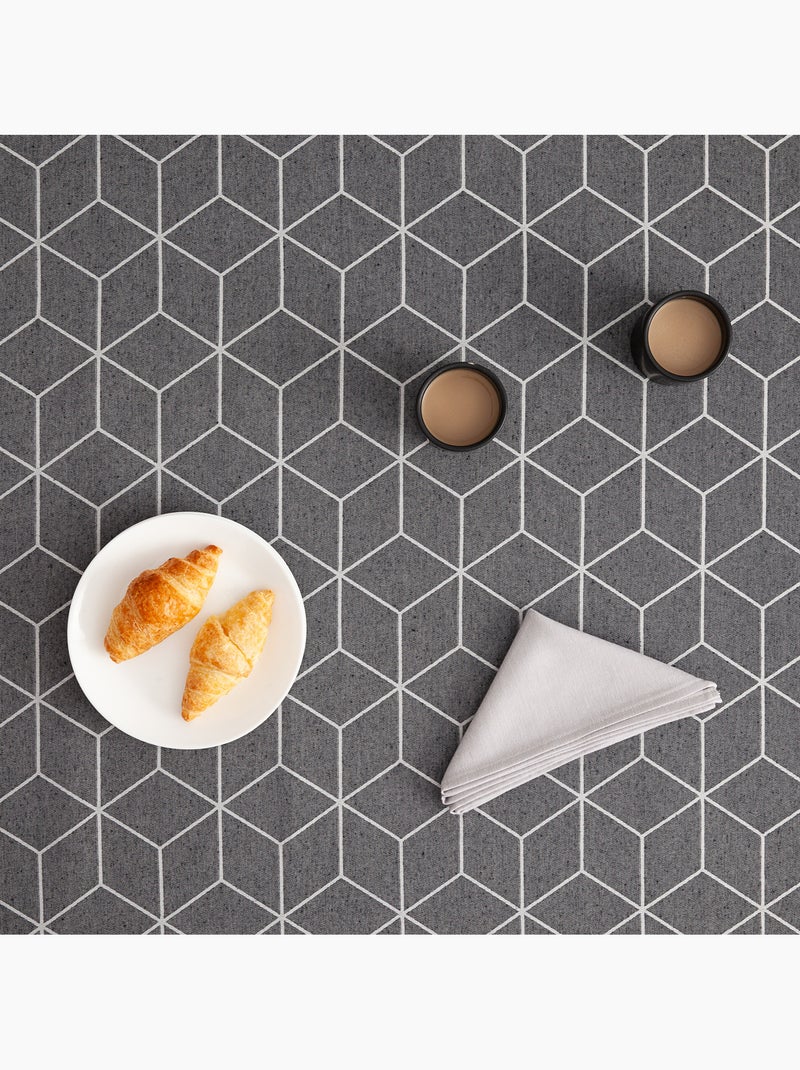 Tovaglia antimacchia con tessuto strutturato, motivo geometrico - Gamusi. Grigio antracite - Kiabi