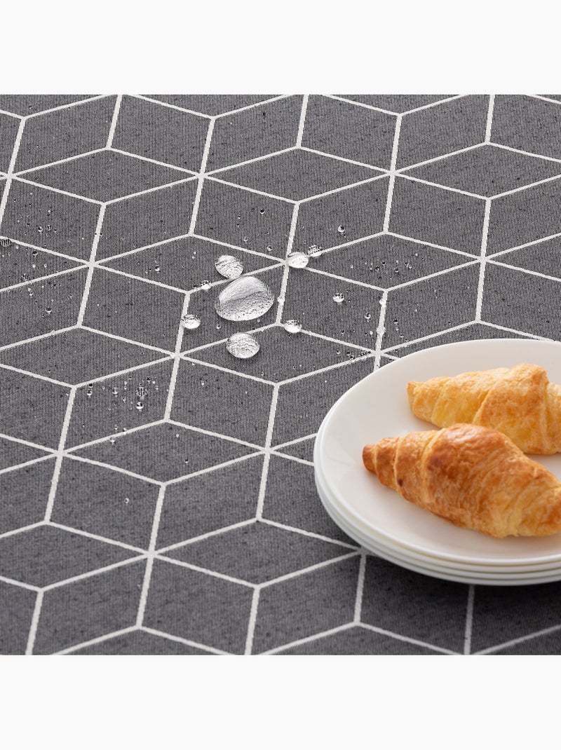 Tovaglia antimacchia con tessuto strutturato, motivo geometrico - Gamusi. Grigio antracite - Kiabi