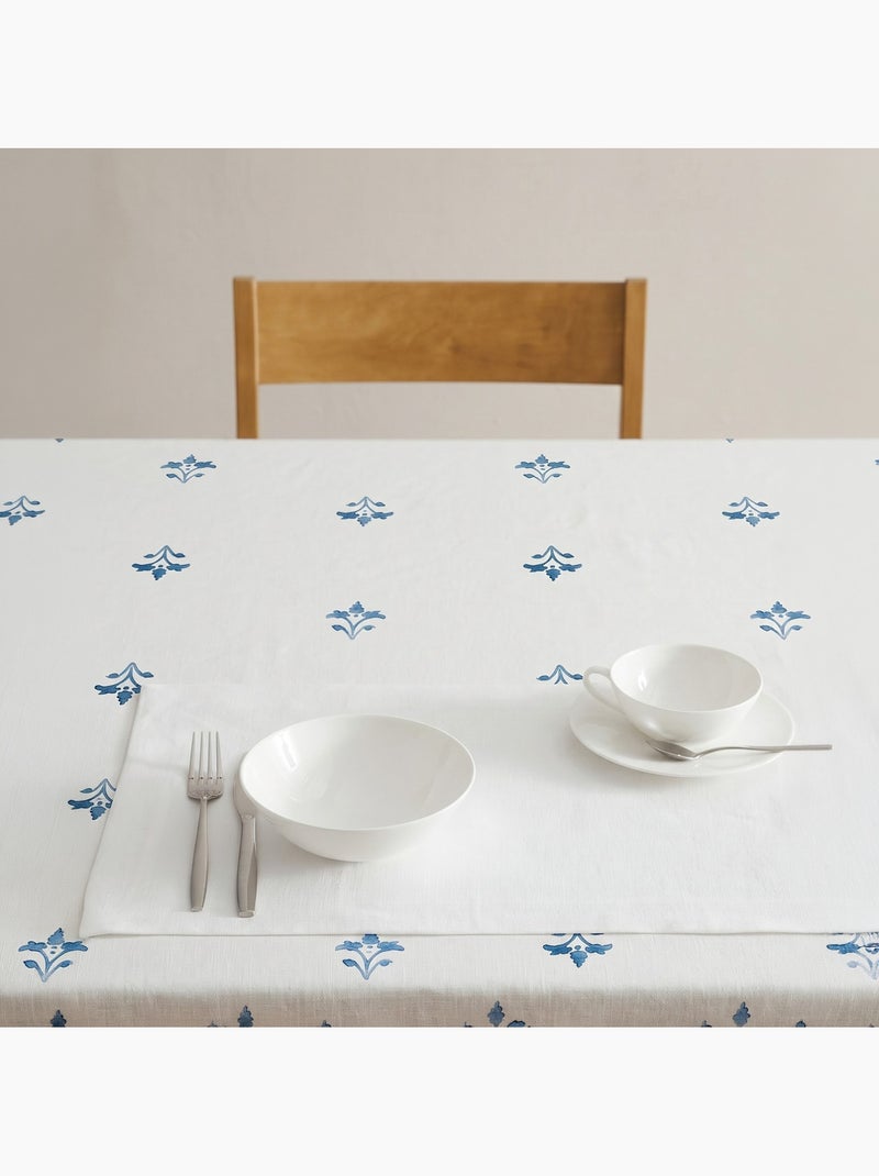 Tovaglia antimacchia stampata in stile mediterraneo, motivo floreale - Gamusi Blu - Kiabi