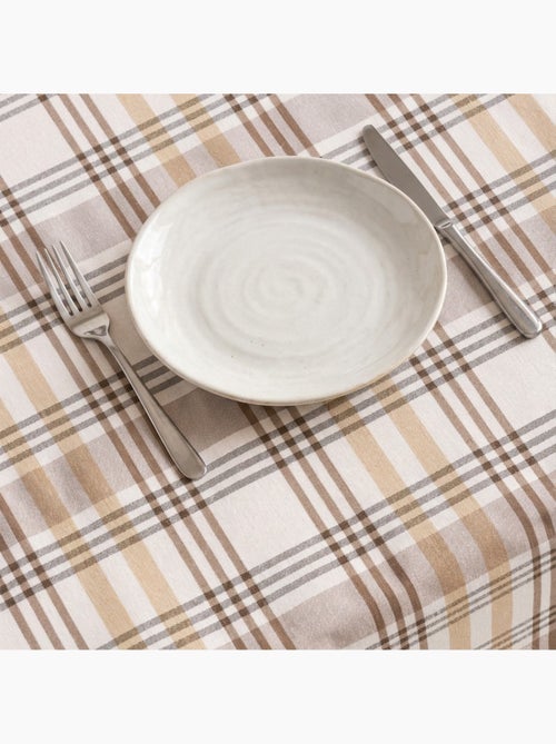 Tovaglia antimacchia tonda con motivo tartan, tatto e caduta naturale - Gamusi. - Kiabi