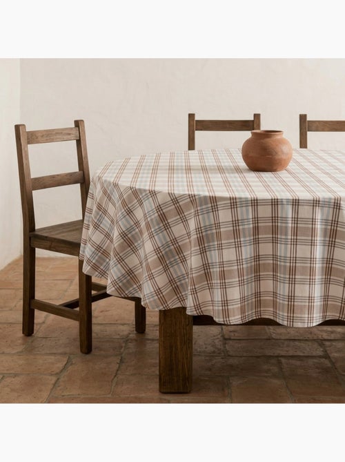 Tovaglia antimacchia tonda con motivo tartan, tatto e caduta naturale - Gamusi. - Kiabi