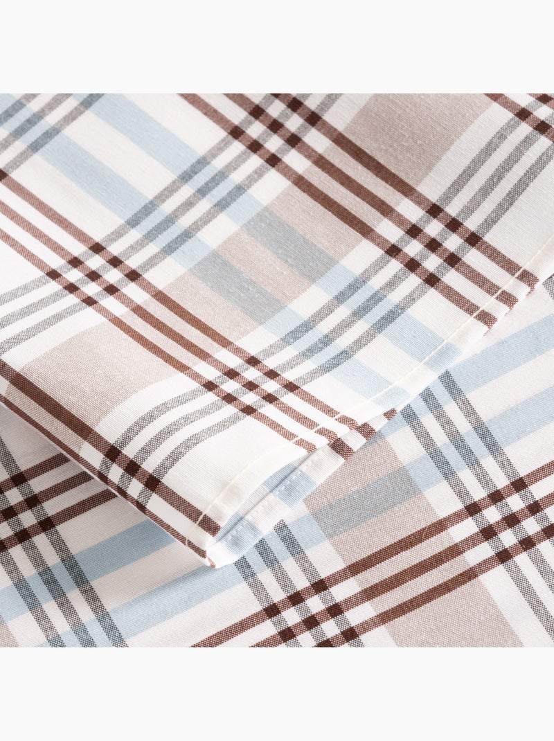 Tovaglia antimacchia tonda con motivo tartan, tatto e caduta naturale - Gamusi. Blu - Kiabi