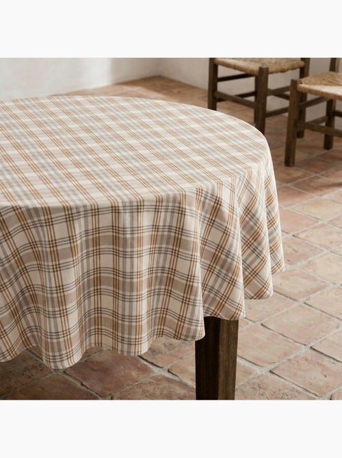 Tovaglia antimacchia tonda con motivo tartan, tatto e caduta naturale - Gamusi. - Kiabi