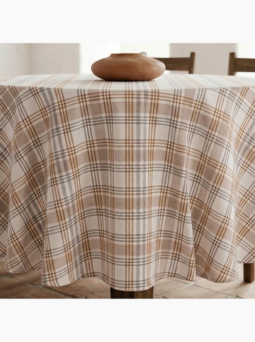 Tovaglia antimacchia tonda con motivo tartan, tatto e caduta naturale - Gamusi. - Kiabi