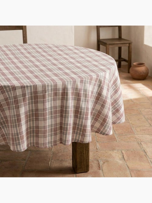 Tovaglia antimacchia tonda con motivo tartan, tatto e caduta naturale - Gamusi. - Kiabi