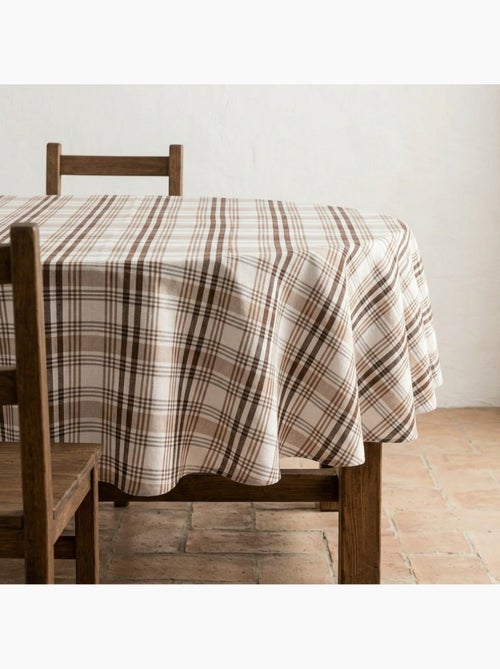 Tovaglia antimacchia tonda con motivo tartan, tatto e caduta naturale - Gamusi. - Kiabi