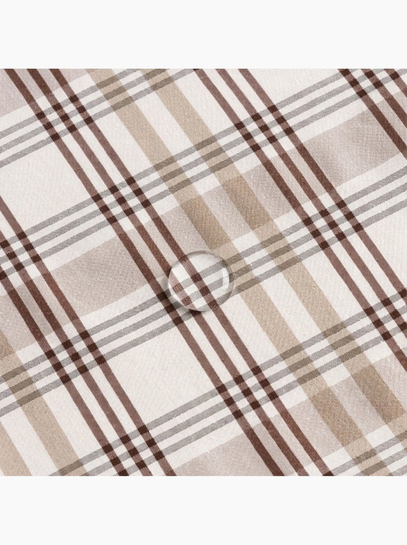 Tovaglia antimacchia tonda con motivo tartan, tatto e caduta naturale - Gamusi. Sabbia - Kiabi