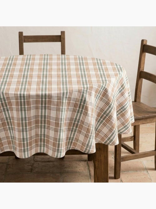 Tovaglia antimacchia tonda con motivo tartan, tatto e caduta naturale - Gamusi. - Kiabi