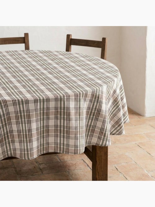 Tovaglia antimacchia tonda con motivo tartan, tatto e caduta naturale - Gamusi. - Kiabi