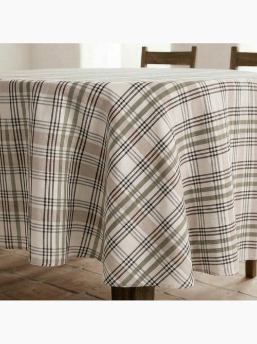 Tovaglia antimacchia tonda con motivo tartan, tatto e caduta naturale - Gamusi. - Kiabi