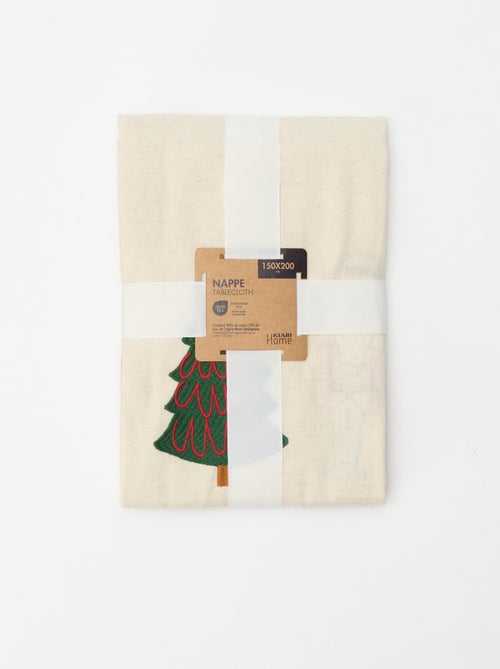 Tovaglia da tavola ricamata Natale in cotone e lino 150x200 - Kiabi