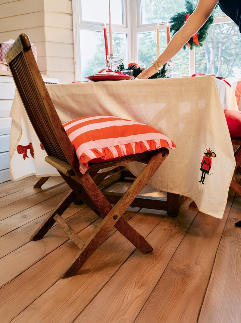 Tovaglia da tavola ricamata Natale in cotone e lino 150x200 Beige - Kiabi