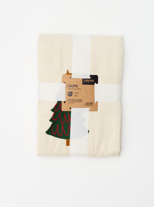 Tovaglia da tavola ricamata Natale in cotone e lino 150x270 cm - Kiabi