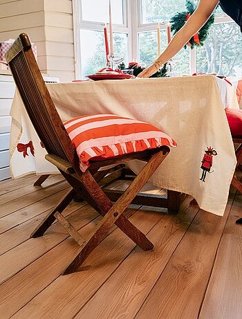 Tovaglia da tavola ricamata Natale in cotone e lino 150x300 cm