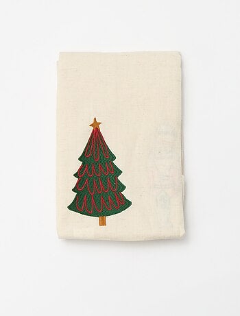 Tovaglia da tavola ricamata Natale in cotone e lino 150x300 cm