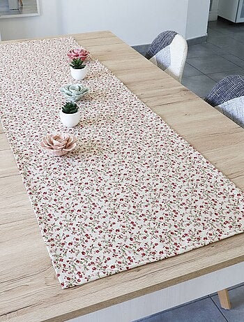 Tovaglia in cotone e lino naturale FLORALIE