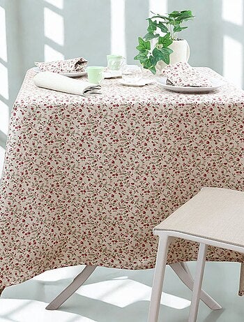 Tovaglia in cotone e lino naturale FLORALIE