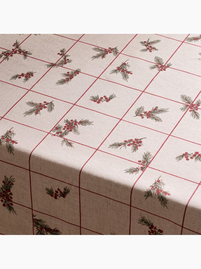 Tovaglia natalizia effetto lino naturale con stampa a quadri - gamusi. Lino - Kiabi