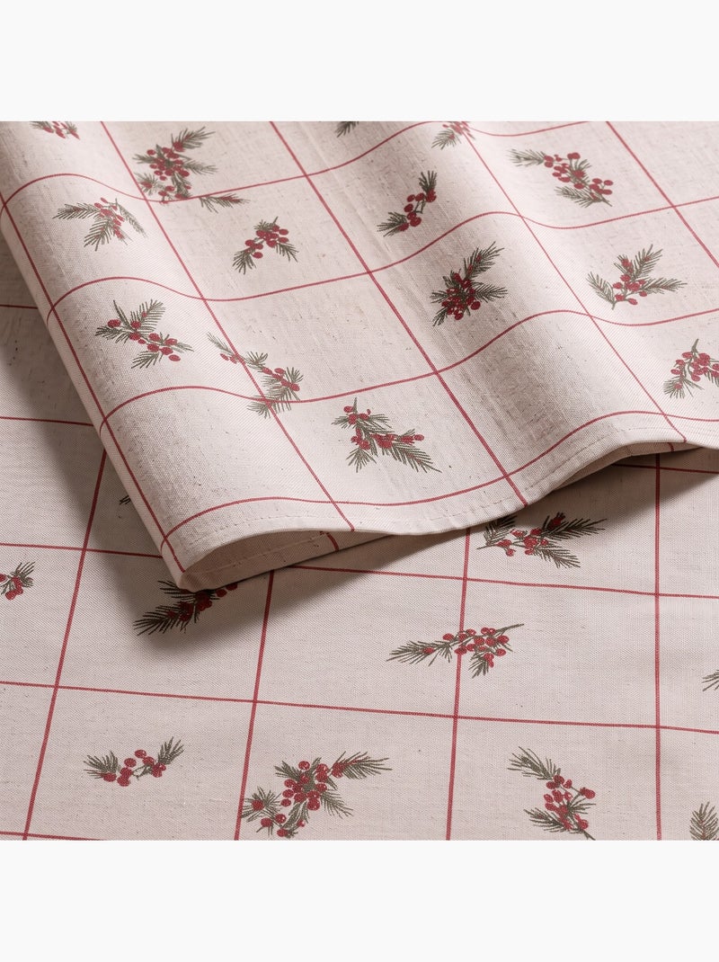 Tovaglia natalizia effetto lino naturale con stampa a quadri - gamusi. Lino - Kiabi