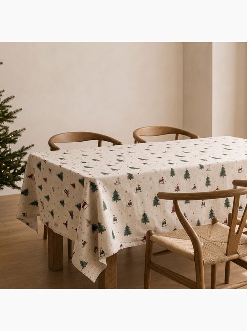 Tovaglia natalizia effetto lino naturale con stampa alpina - gamusi. - Kiabi