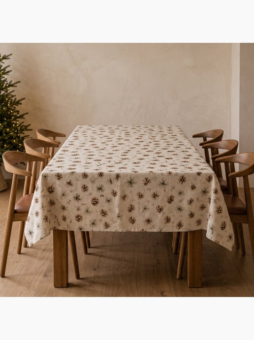 Tovaglia natalizia effetto lino naturale con stampa di pini - gamusi. - Kiabi Tovaglia natalizia effetto lino naturale con stampa di pini - gamusi. - Kiabi
