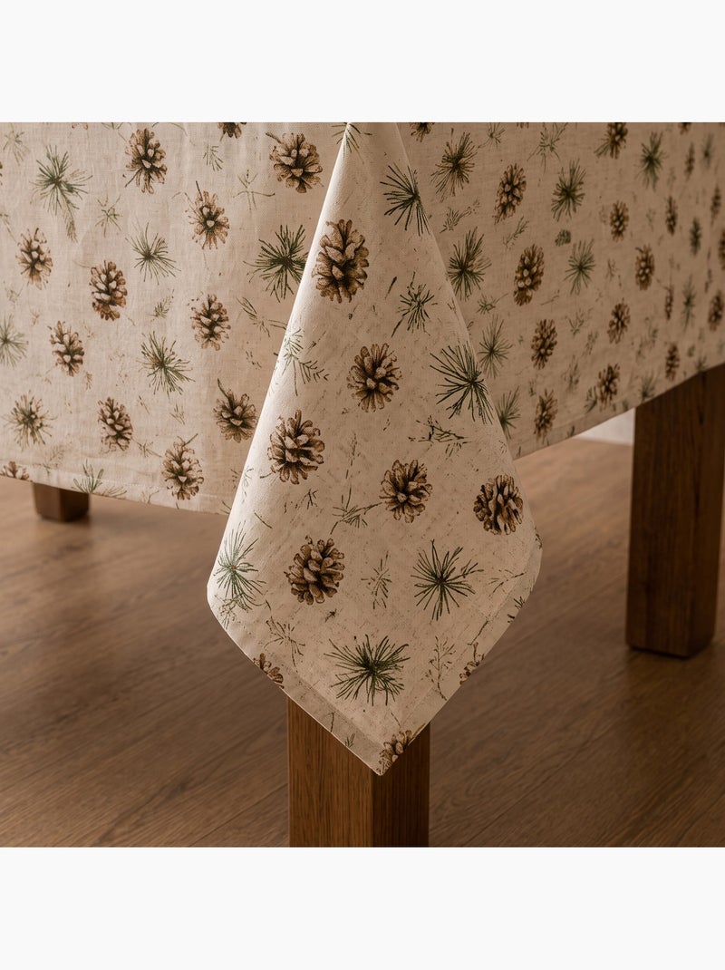 Tovaglia natalizia effetto lino naturale con stampa di pini - gamusi. Lino - Kiabi