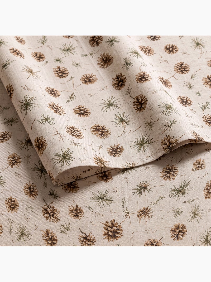 Tovaglia natalizia effetto lino naturale con stampa di pini - gamusi. Lino - Kiabi
