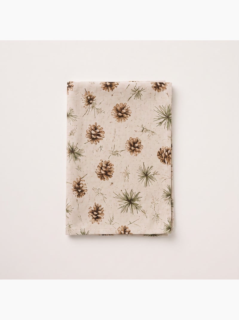 Tovaglia natalizia effetto lino naturale con stampa di pini - gamusi. Lino - Kiabi
