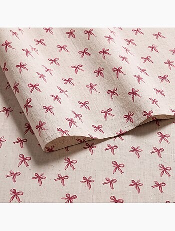 Tovaglia natalizia effetto lino naturale con stampa fiocchi - gamusi.