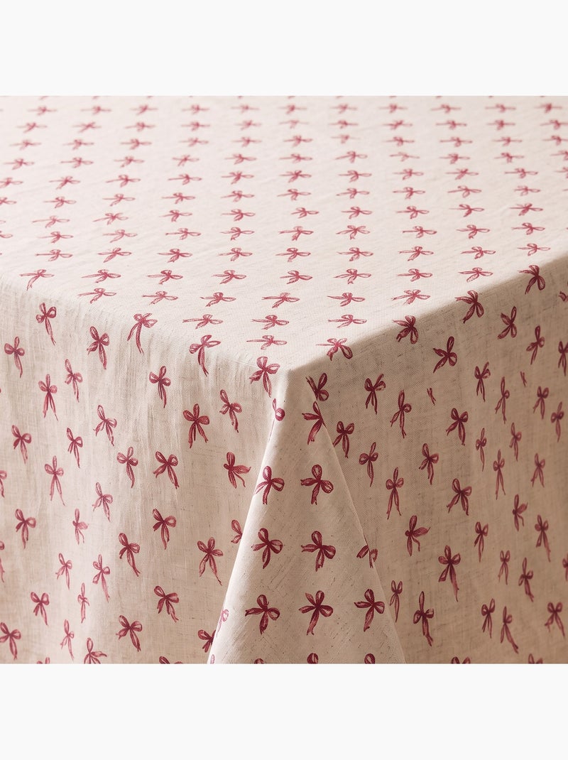 Tovaglia natalizia effetto lino naturale con stampa fiocchi - gamusi. Lino - Kiabi