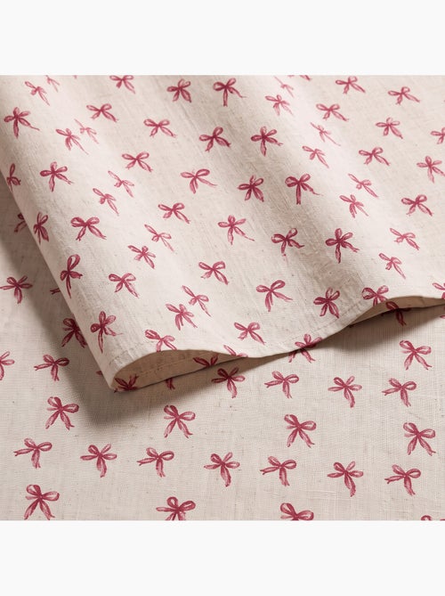 Tovaglia natalizia effetto lino naturale con stampa fiocchi - gamusi. - Kiabi Tovaglia natalizia effetto lino naturale con stampa fiocchi - gamusi. - Kiabi