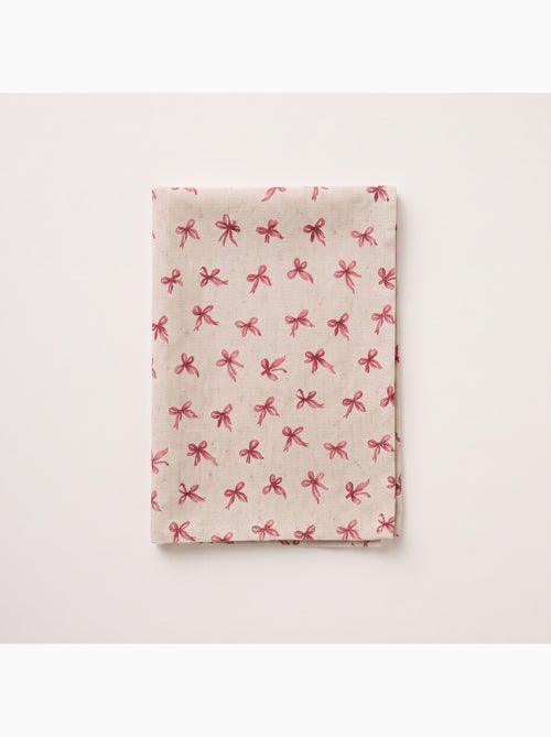 Tovaglia natalizia effetto lino naturale con stampa fiocchi - gamusi. - Kiabi Tovaglia natalizia effetto lino naturale con stampa fiocchi - gamusi. - Kiabi