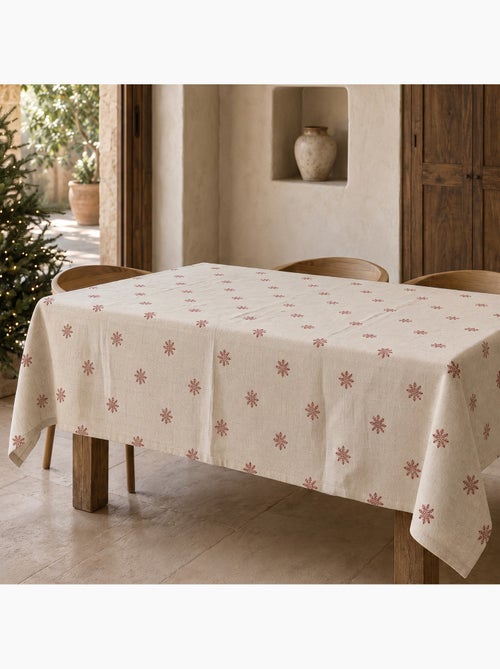 Tovaglia natalizia effetto lino naturale con stampa fiocchi di neve - gamusi. - Kiabi Tovaglia natalizia effetto lino naturale con stampa fiocchi di neve - gamusi. - Kiabi