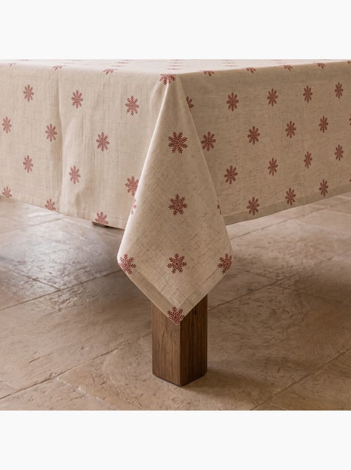 Tovaglia natalizia effetto lino naturale con stampa fiocchi di neve - gamusi. - Kiabi Tovaglia natalizia effetto lino naturale con stampa fiocchi di neve - gamusi. - Kiabi