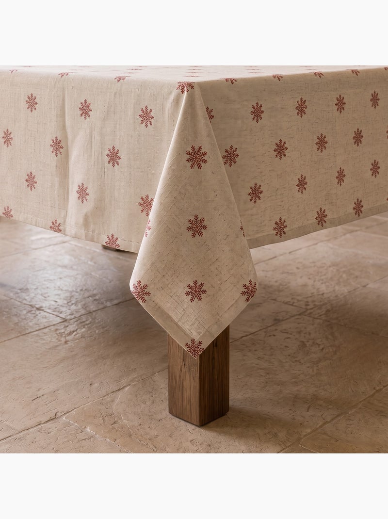 Tovaglia natalizia effetto lino naturale con stampa fiocchi di neve - gamusi. Lino - Kiabi
