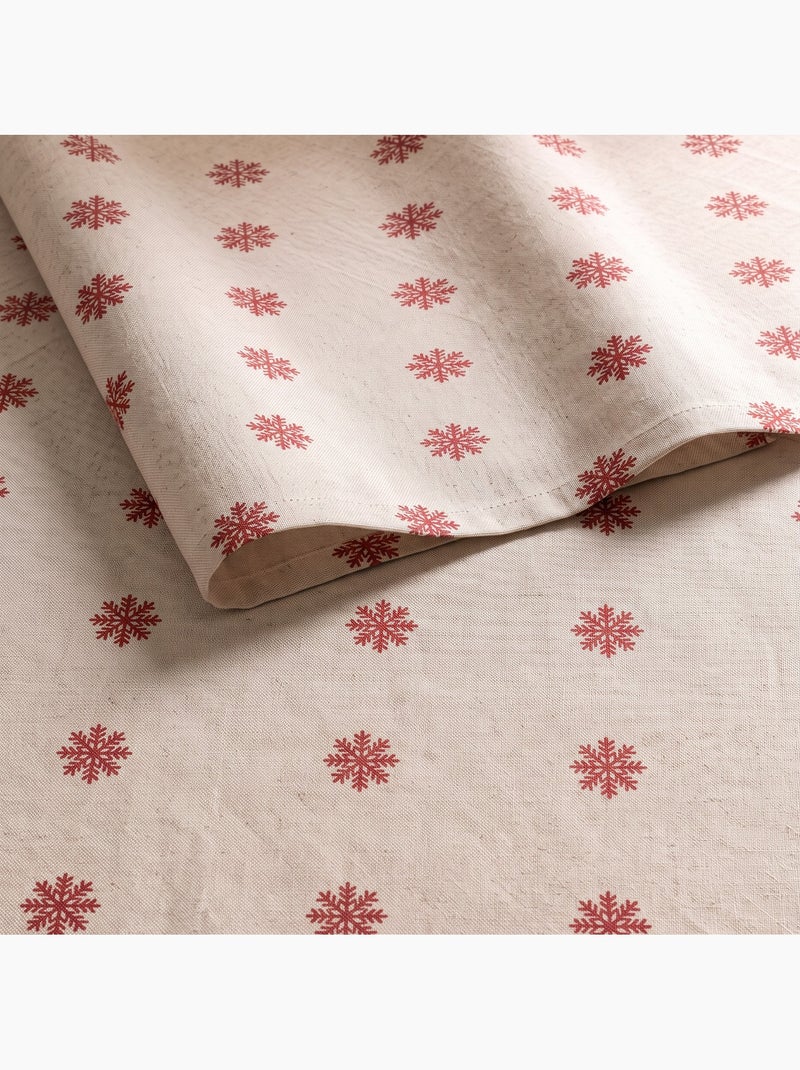 Tovaglia natalizia effetto lino naturale con stampa fiocchi di neve - gamusi. Lino - Kiabi