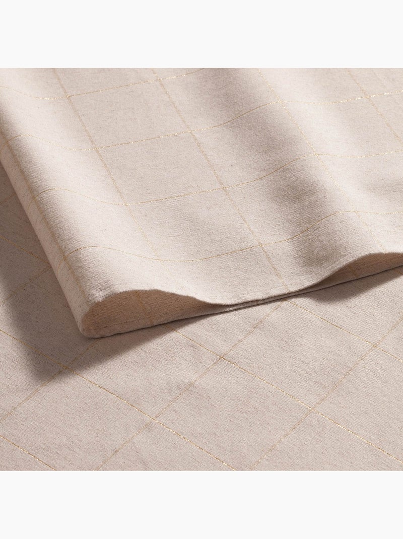 Tovaglia natalizia in cotone a quadri con filo lurex in rilievo - gamusi. Beige - Kiabi