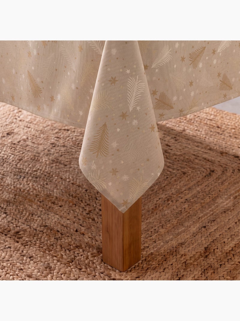 Tovaglia natalizia in cotone, abeti e stelle dorati in rilievo - gamusi Bianco Perlato/Beige/Oro - Kiabi