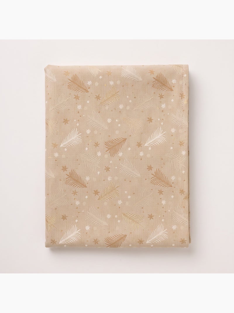 Tovaglia natalizia in cotone, abeti e stelle dorati in rilievo - gamusi Bianco Perlato/Beige/Oro - Kiabi