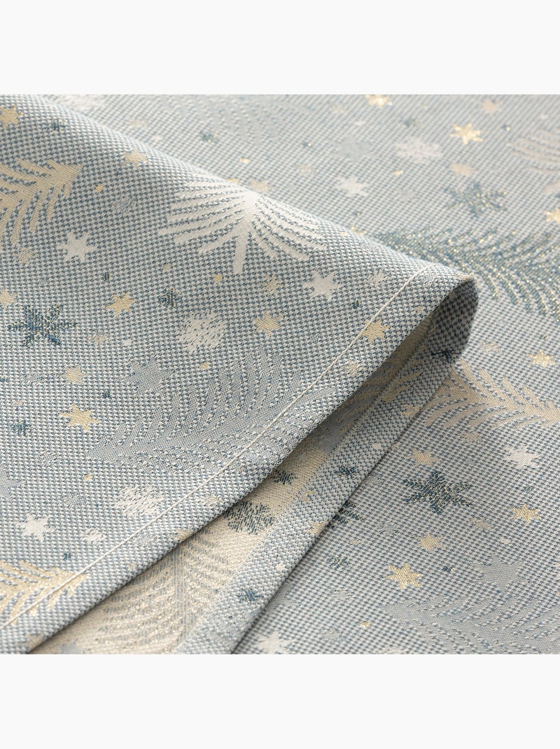 Tovaglia natalizia in cotone, abeti e stelle dorati in rilievo - gamusi Blu dorato - Kiabi