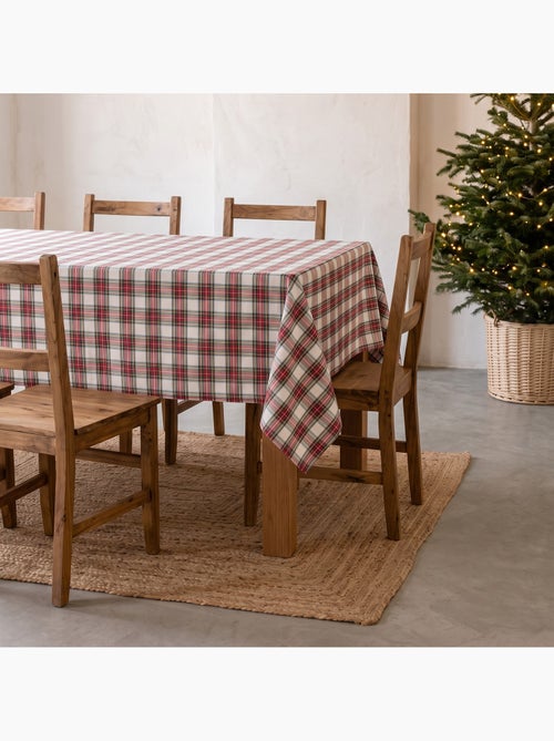 Tovaglia natalizia in cotone, filo dorato in rilievo, motivo tartan - gamusi - Kiabi Tovaglia natalizia in cotone, filo dorato in rilievo, motivo tartan - gamusi - Kiabi