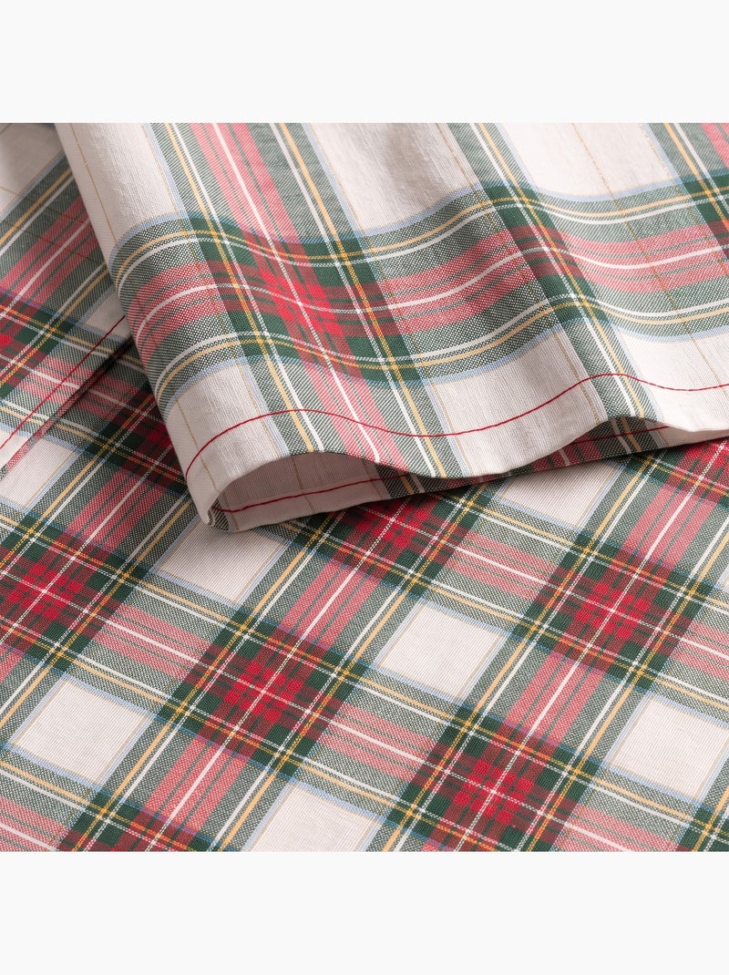 Tovaglia natalizia in cotone, filo dorato in rilievo, motivo tartan - gamusi Bianco - Kiabi