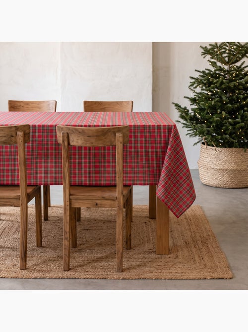 Tovaglia natalizia in cotone, filo dorato in rilievo, motivo tartan - gamusi - Kiabi Tovaglia natalizia in cotone, filo dorato in rilievo, motivo tartan - gamusi - Kiabi