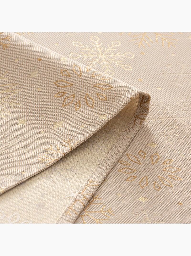Tovaglia natalizia in cotone, fiocchi di neve dorati in rilievo - gamusi Bianco Perlato/Beige/Oro - Kiabi