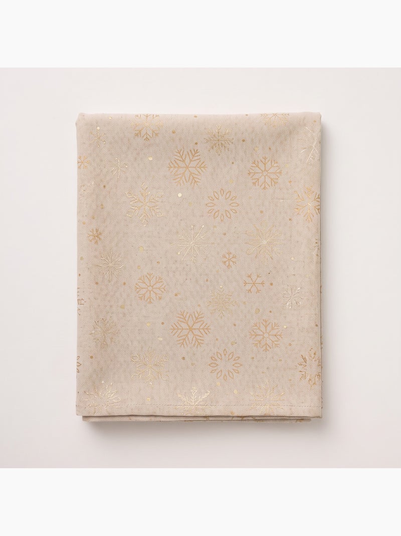 Tovaglia natalizia in cotone, fiocchi di neve dorati in rilievo - gamusi Bianco Perlato/Beige/Oro - Kiabi