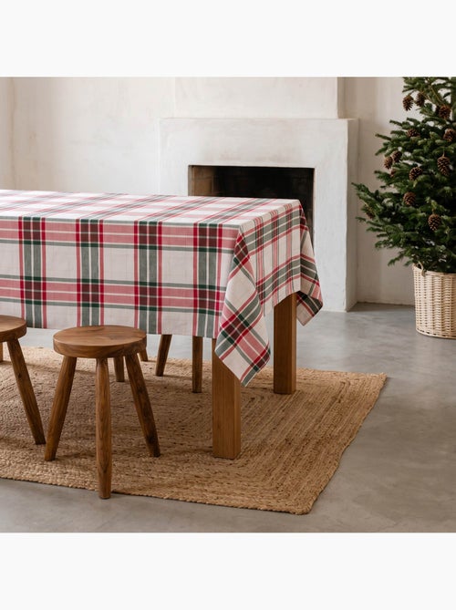 Tovaglia natalizia in cotone testurizzato con filo lurex in rilievo, motivo tartan - gamusi. - Kiabi Tovaglia natalizia in cotone testurizzato con filo lurex in rilievo, motivo tartan - gamusi. - Kiabi