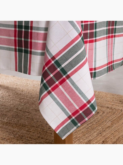 Tovaglia natalizia in cotone testurizzato con filo lurex in rilievo, motivo tartan - gamusi. - Kiabi Tovaglia natalizia in cotone testurizzato con filo lurex in rilievo, motivo tartan - gamusi. - Kiabi