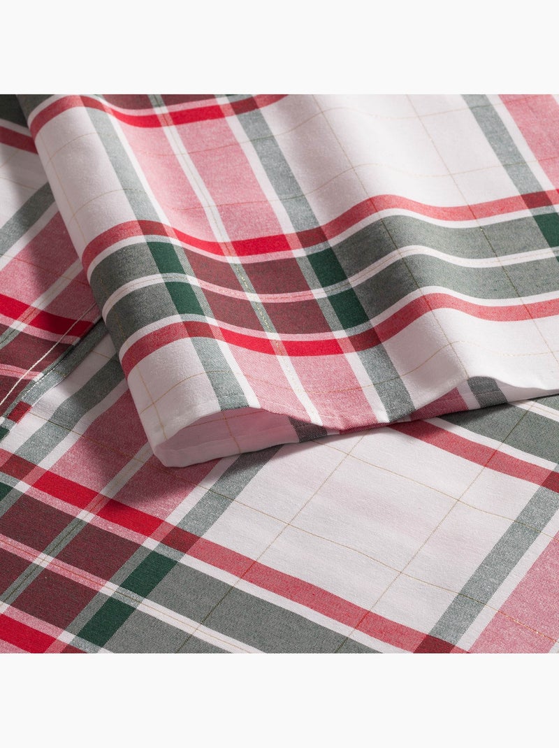 Tovaglia natalizia in cotone testurizzato con filo lurex in rilievo, motivo tartan - gamusi. Rosso - Kiabi